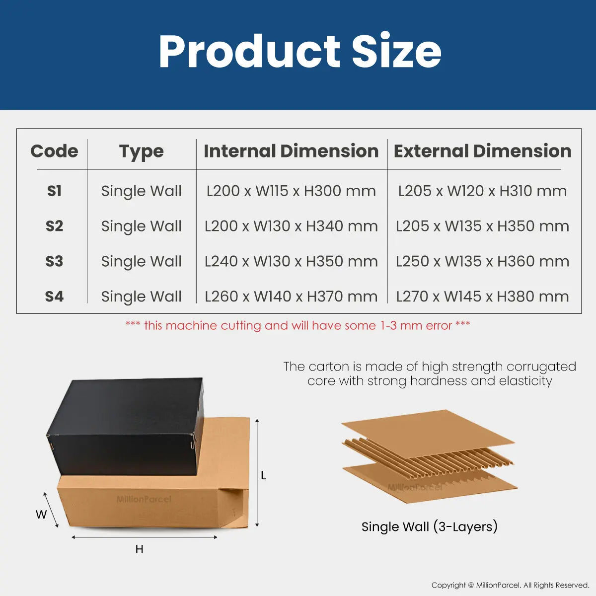 Carton Box - S Series | Prefect for Shoes Packing - MillionParcel