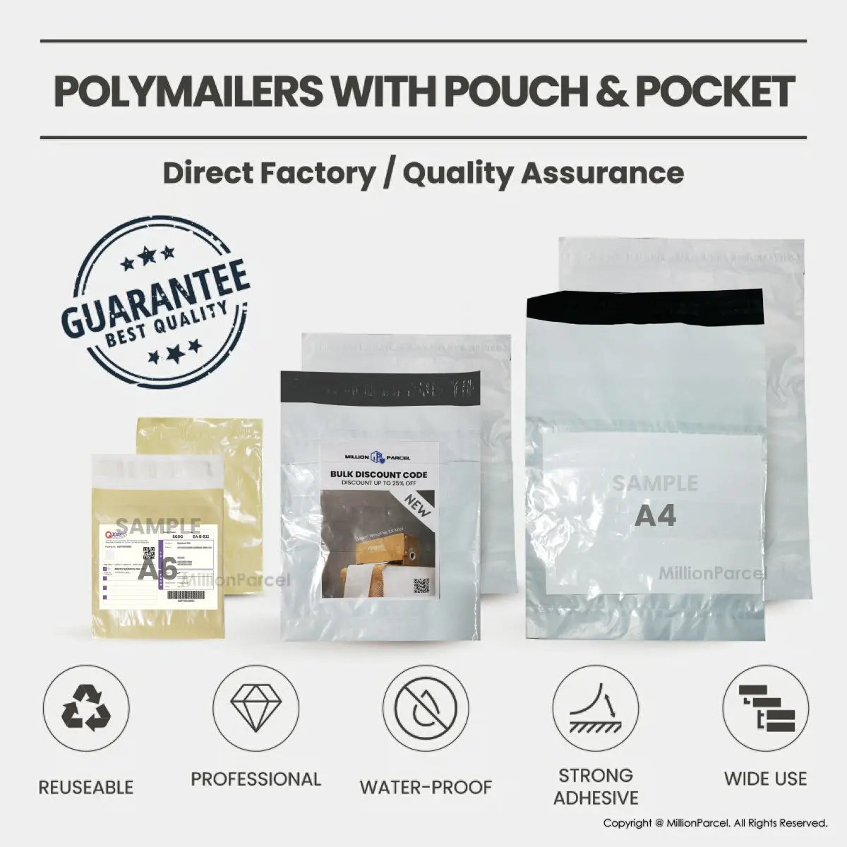 Polymailers with pouch & pocket - MillionParcel