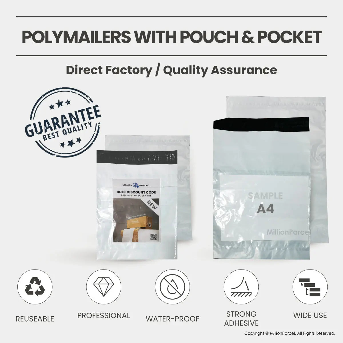 Polymailers with pouch & pocket - MillionParcel