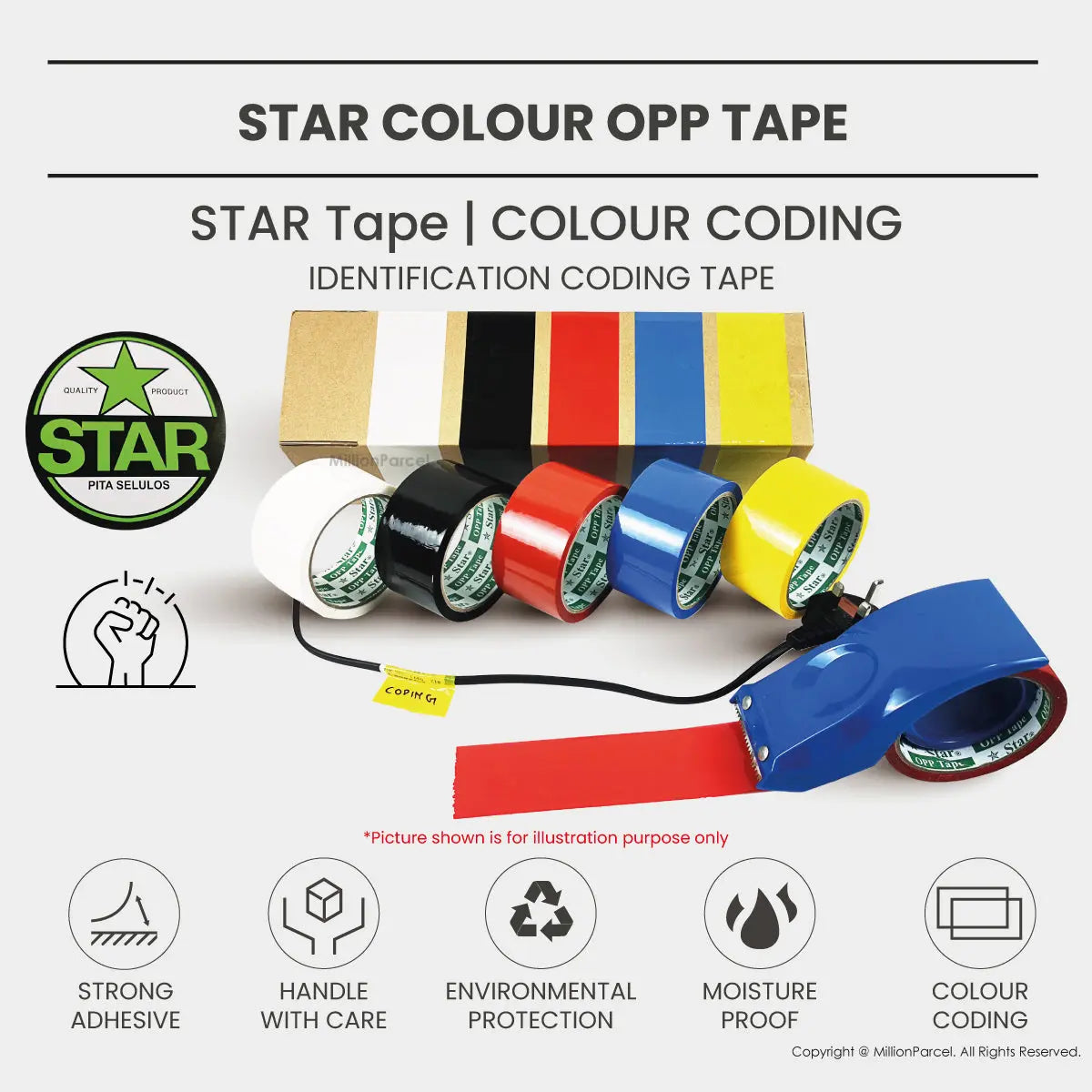 STAR Colour Opp Tape | Color Tape - MillionParcel