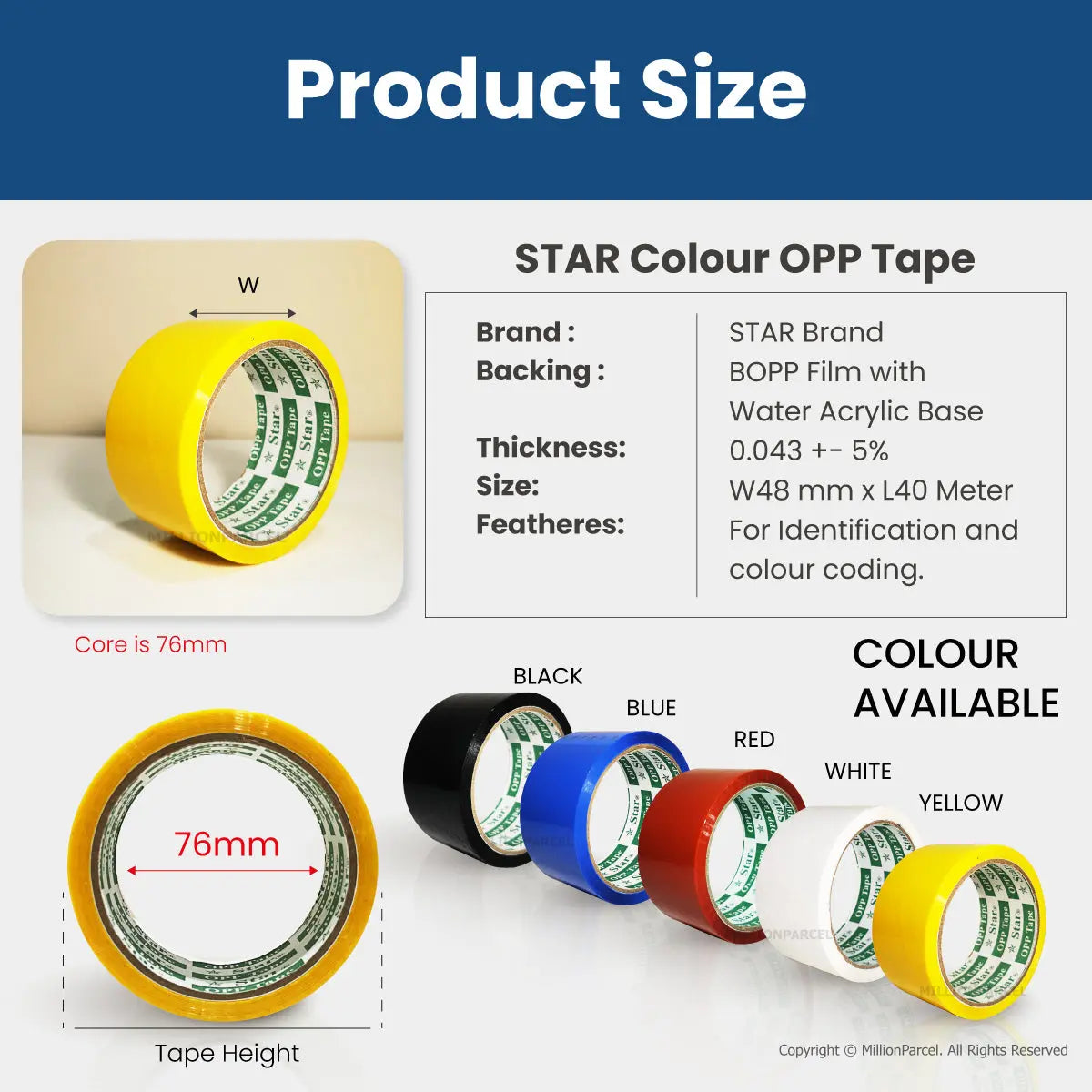 STAR Colour Opp Tape | Color Tape - MillionParcel