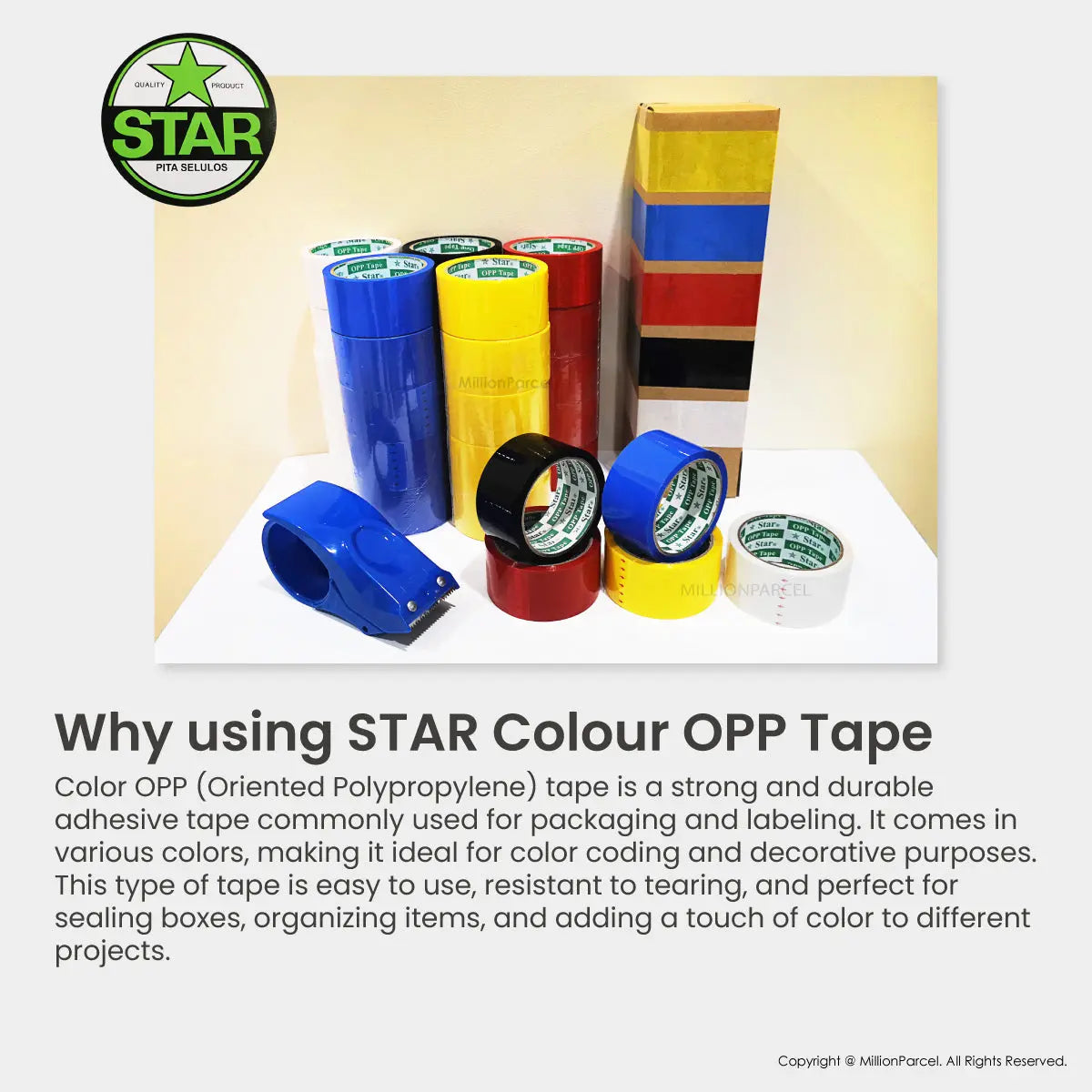 STAR Colour Opp Tape | Color Tape - MillionParcel