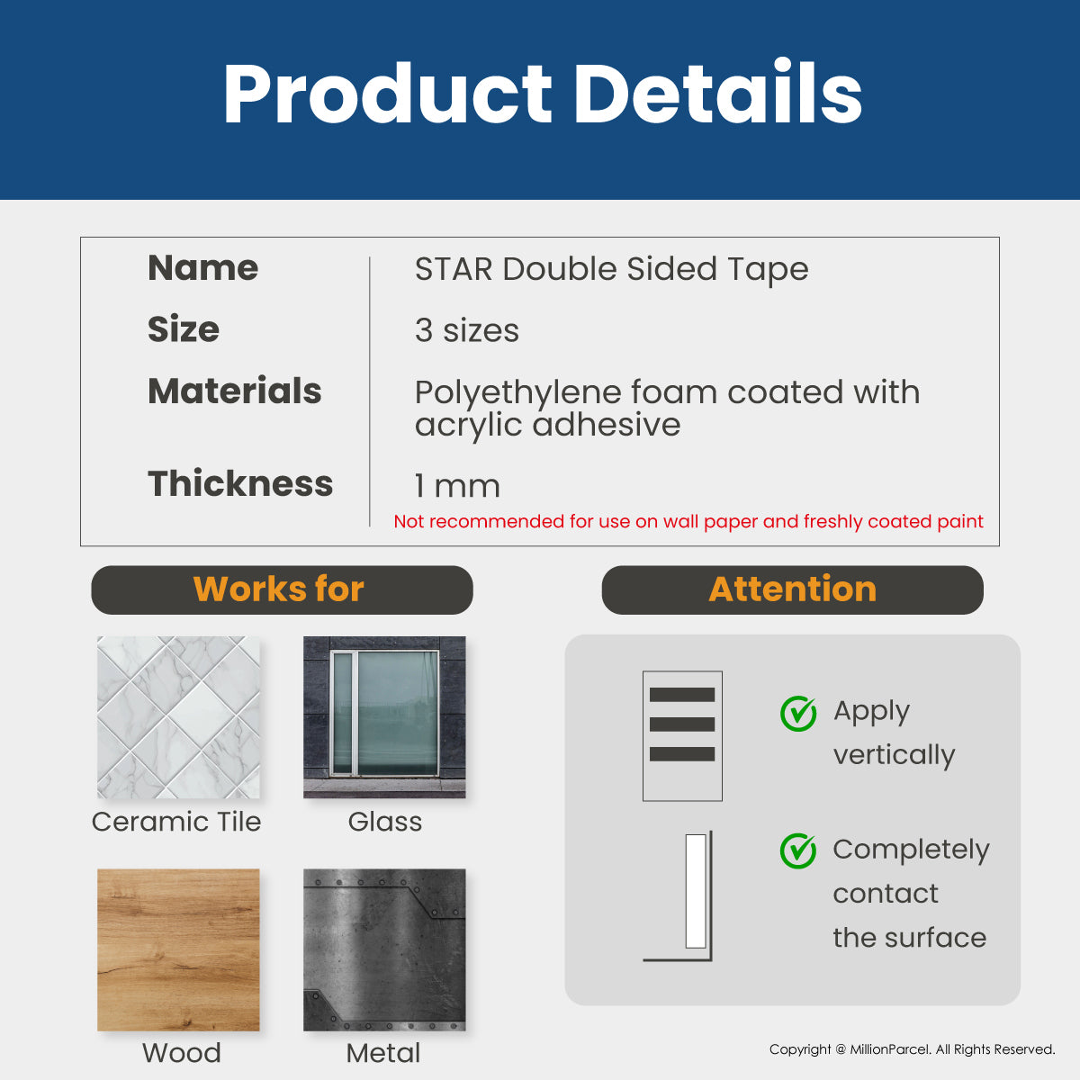 STAR Double Sided PE Black Foam Tape