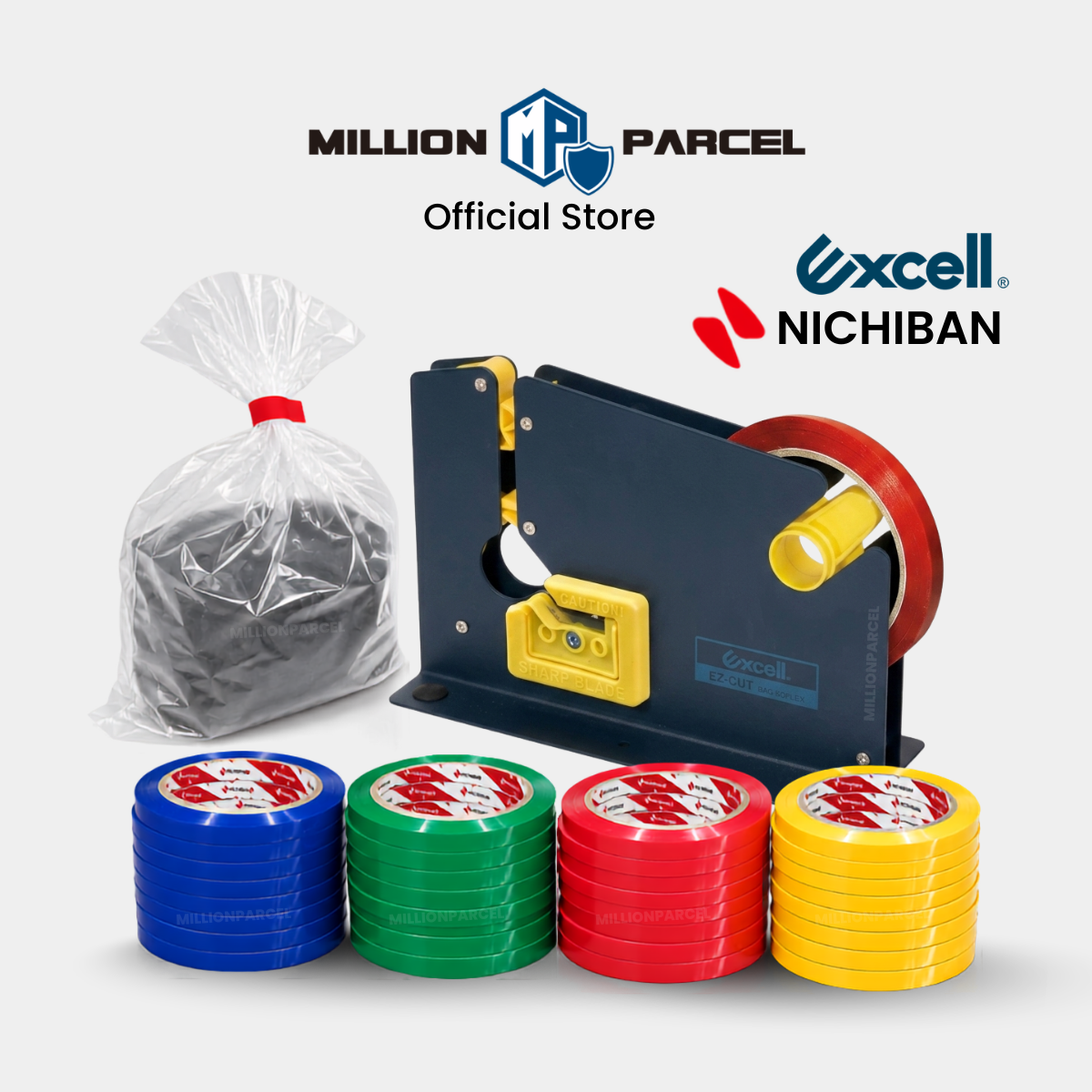 EXCELL ET-605K Bag Neck Sealer & NICHIBAN Bag Sealing Tape | Bakery Tape Dispenser