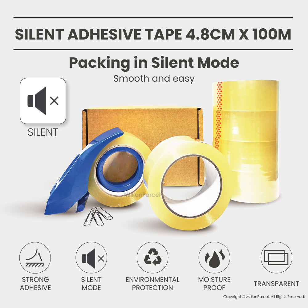 Silent Adhesive Tape 4.8cm x 100m - MillionParcel