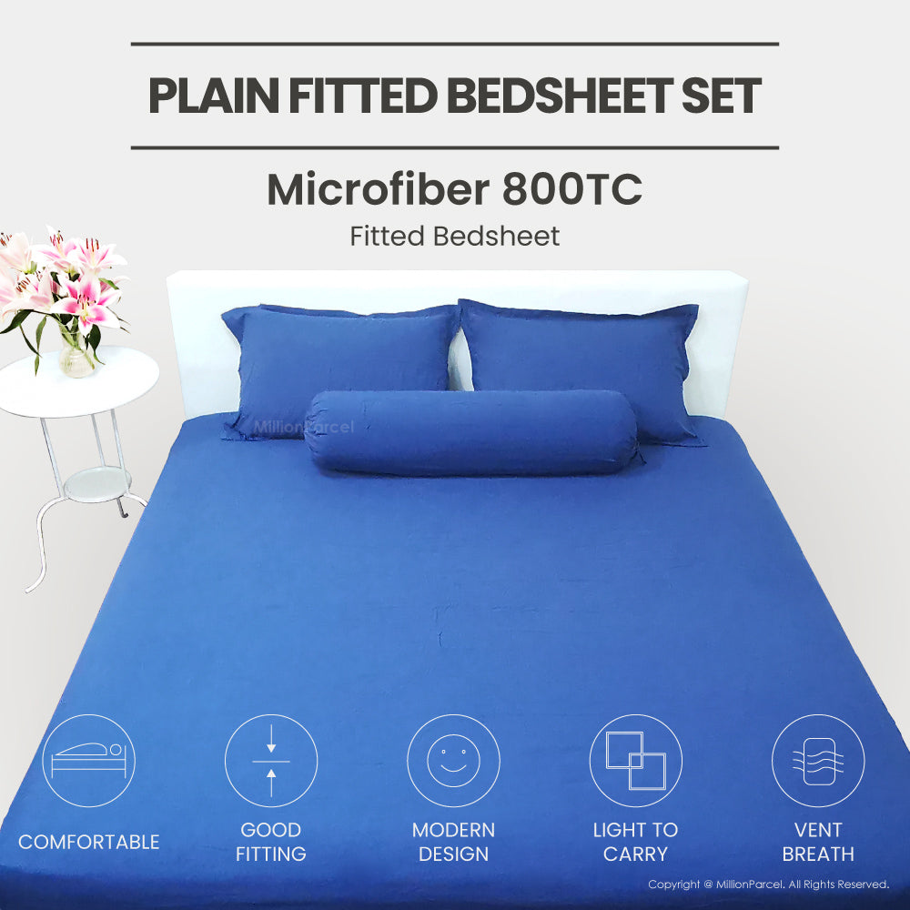 Set Cadar Plain Fitted | Microfiber 800TC 