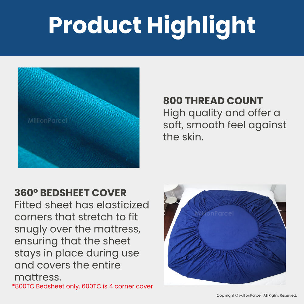 Plain Fitted Bedsheet Set | Microfiber 800TC