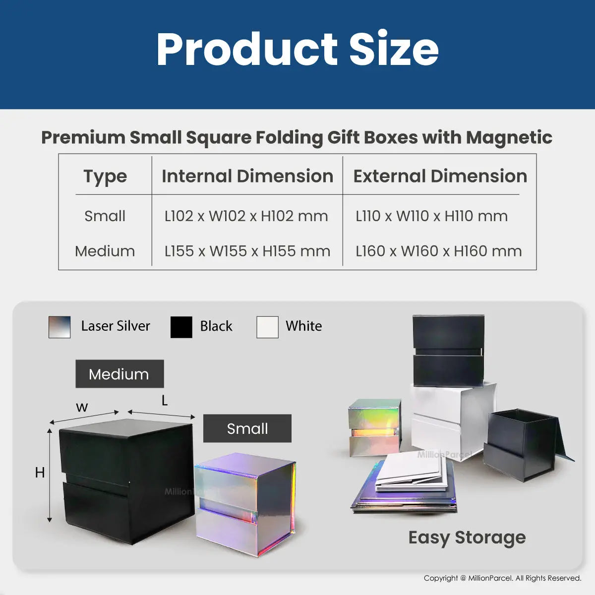 Premium Small Square Folding Gift Boxes with Magnetic - MillionParcel