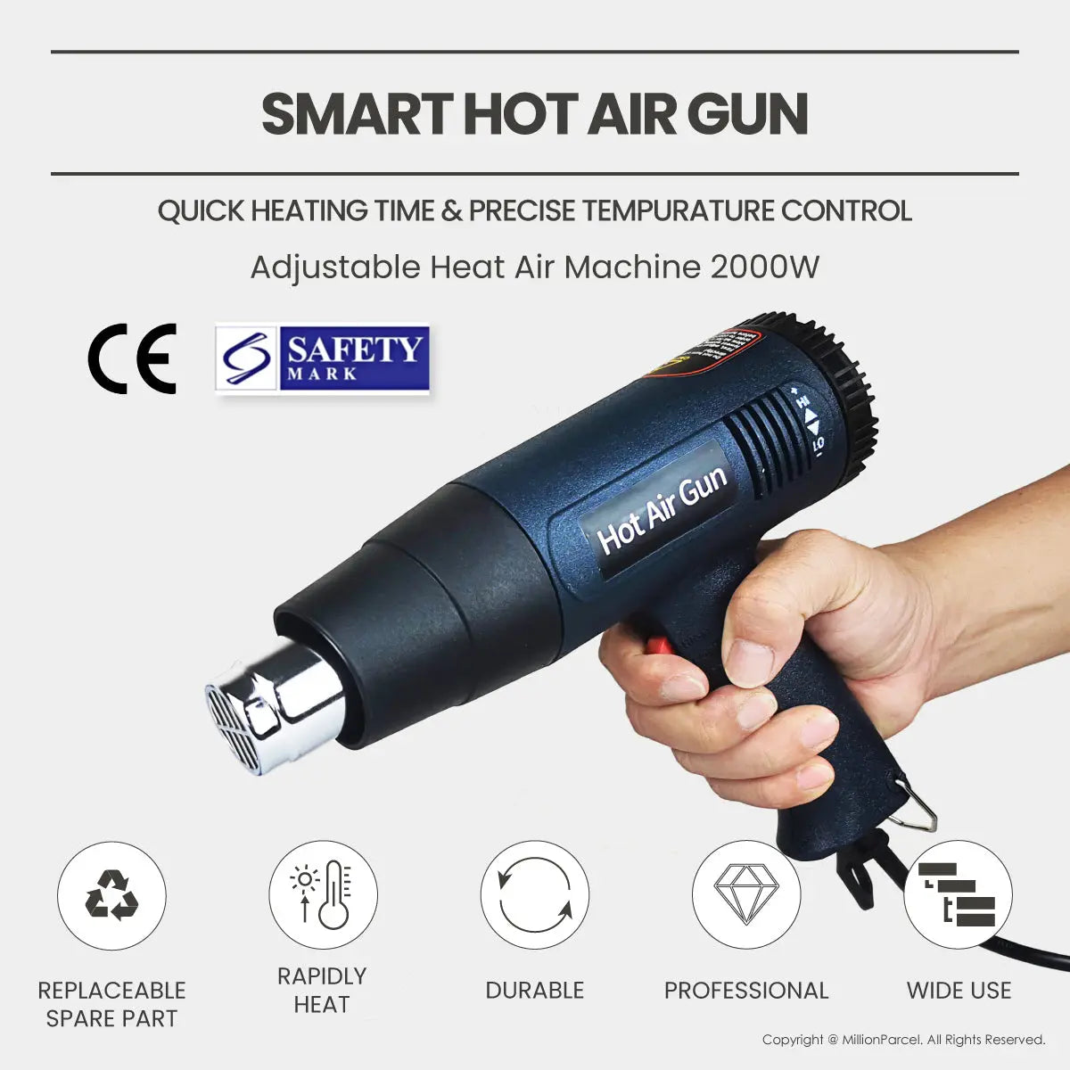 Smart Hot Air Gun | Adjustable Heat Air Machine 2000W - MillionParcel