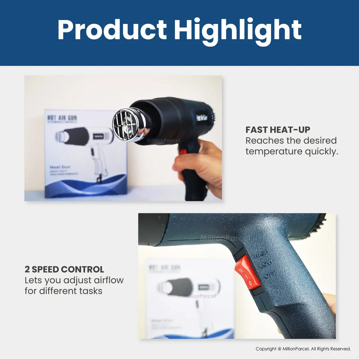 Smart Hot Air Gun | Adjustable Heat Air Machine 2000W - MillionParcel