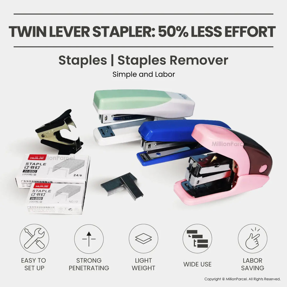 Twin Lever Stapler: 50% Less Effort | All type Stapler