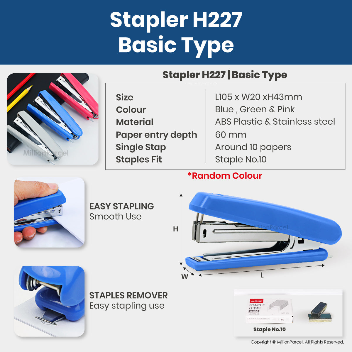 HUAJIE Office Stapler & Staples Set | 50% Less Effort, Up to 25 Sheets
