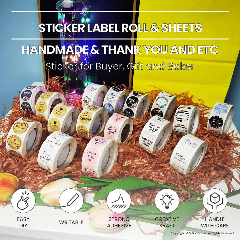 Sticker Label Roll & Sheets | Handmade & Thank you and etc - MillionParcel