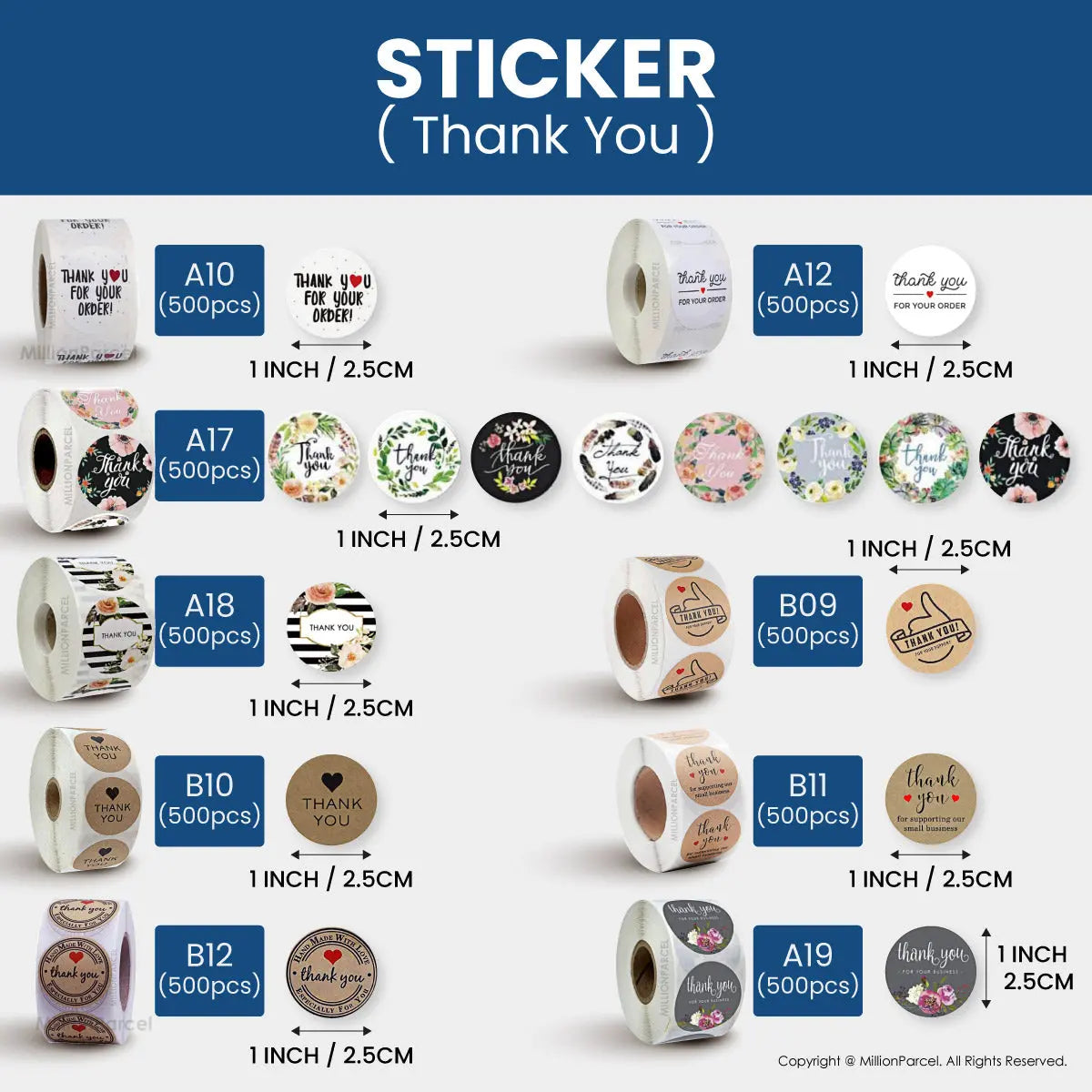 Sticker Label Roll & Sheets | Handmade & Thank you and etc - MillionParcel