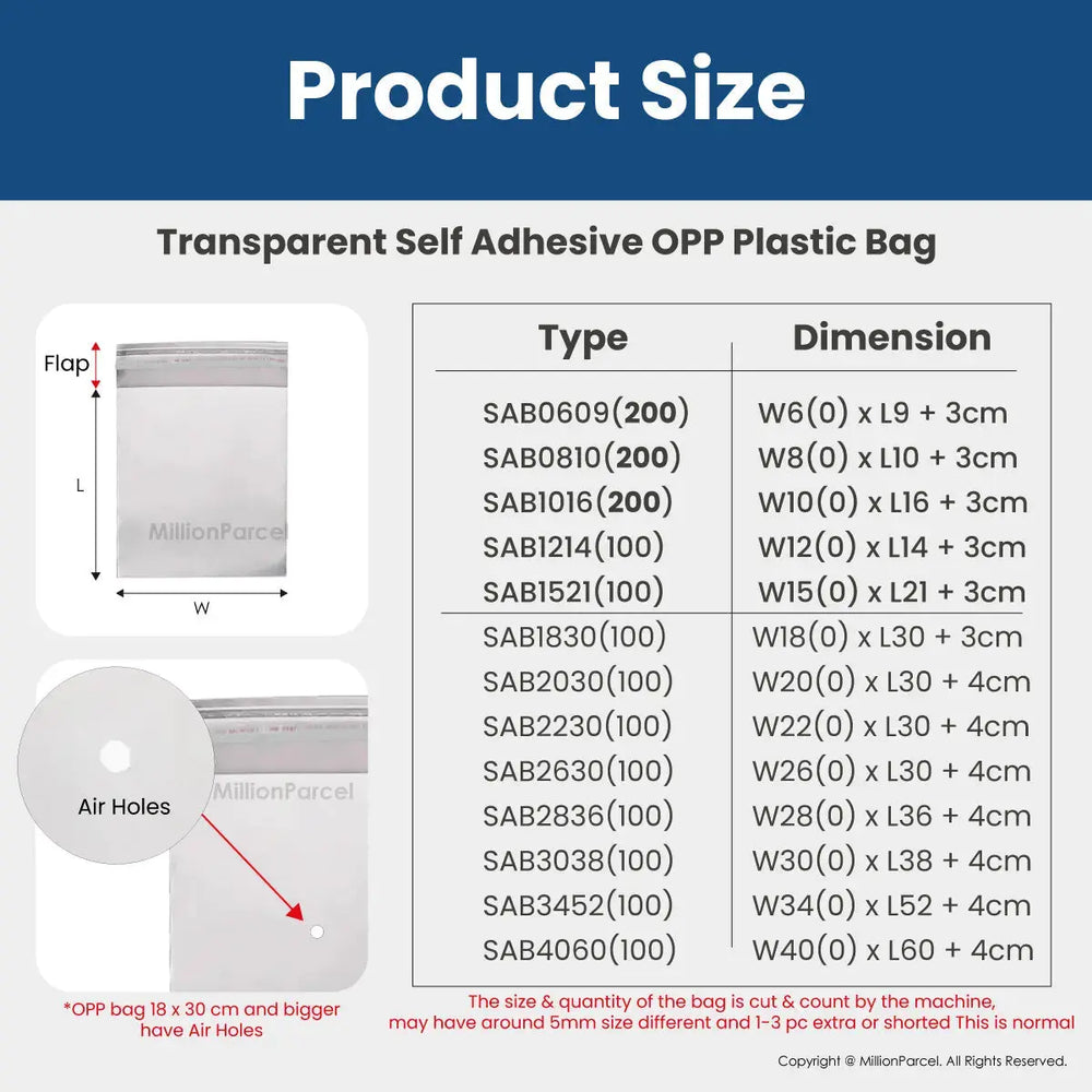 Transparent Self Adhesive OPP Plastic Bag