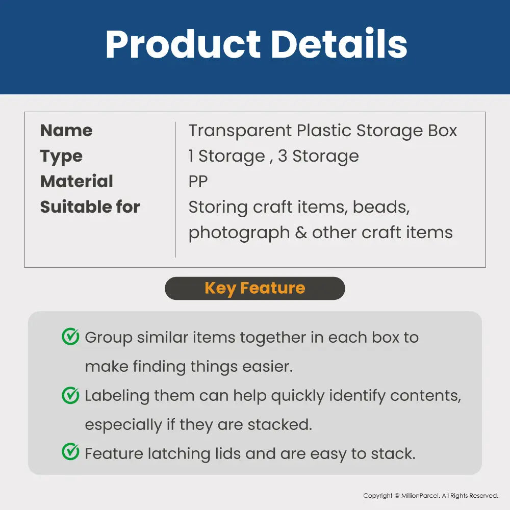 Transparent Plastic Storage Box - MillionParcel