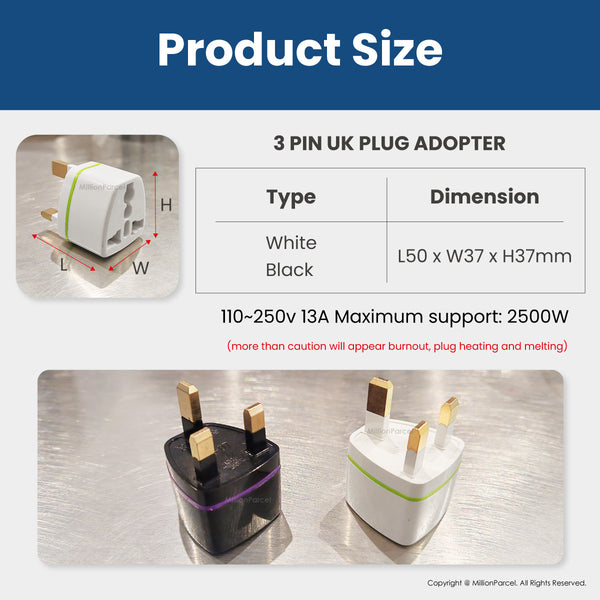 UK/SG 3 Pin Plug Power Converter | Universal Travel Adapter
