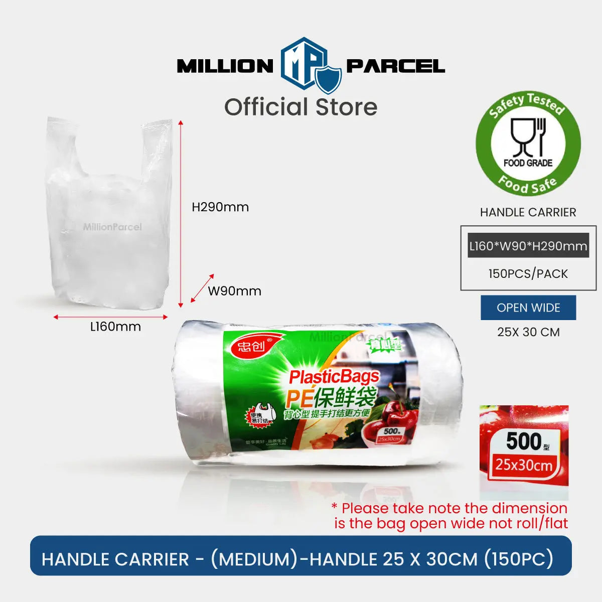 Supermarket Perforated Continuous Roll Bags | Plastic Bag - MillionParcel