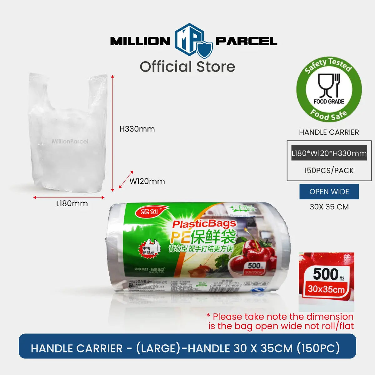 Supermarket Perforated Continuous Roll Bags | Plastic Bag - MillionParcel