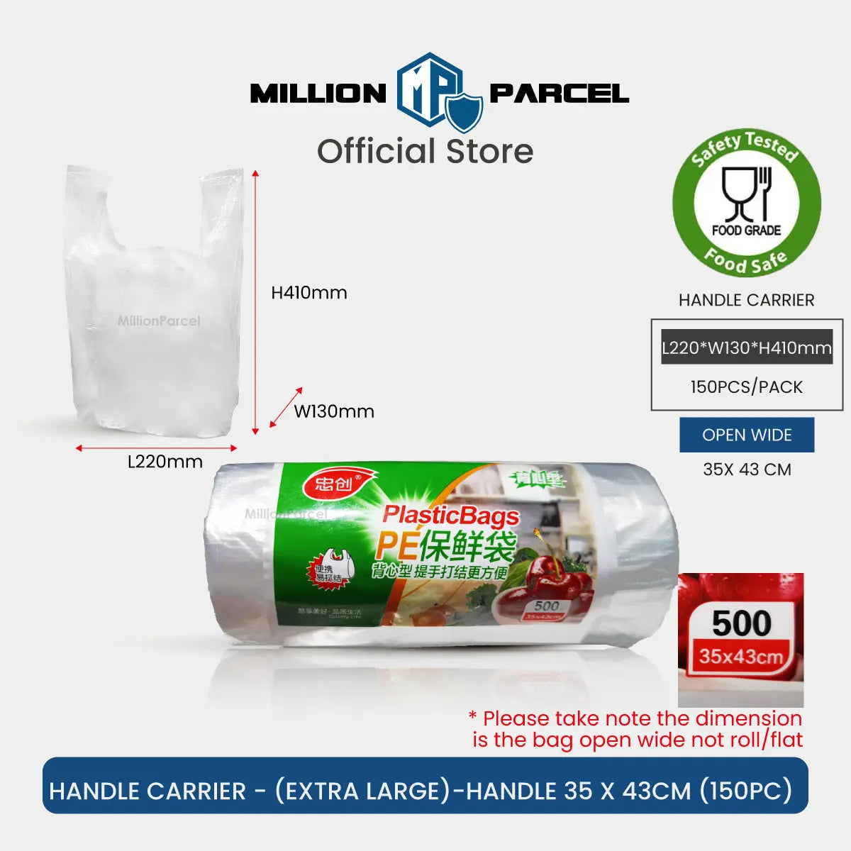 Supermarket Perforated Continuous Roll Bags | Plastic Bag - MillionParcel