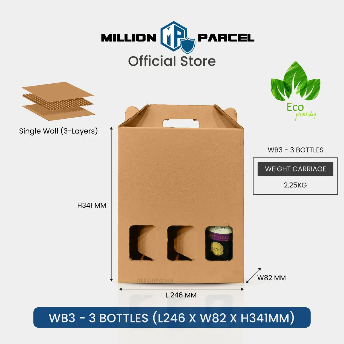 Carton Box - WB Series | Wine Box | Wine Carton Box with Handle - MillionParcel