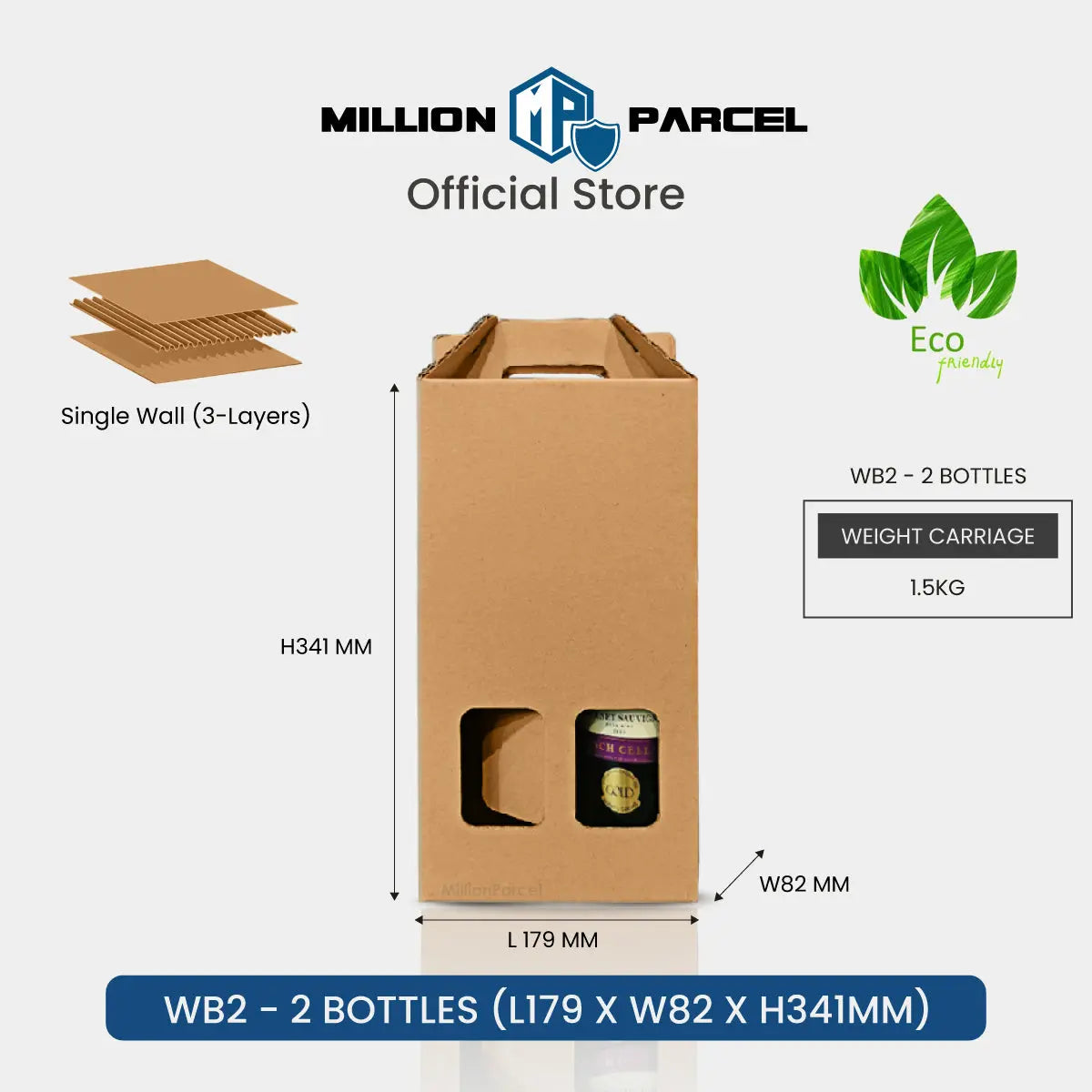 Carton Box - WB Series | Wine Box | Wine Carton Box with Handle - MillionParcel