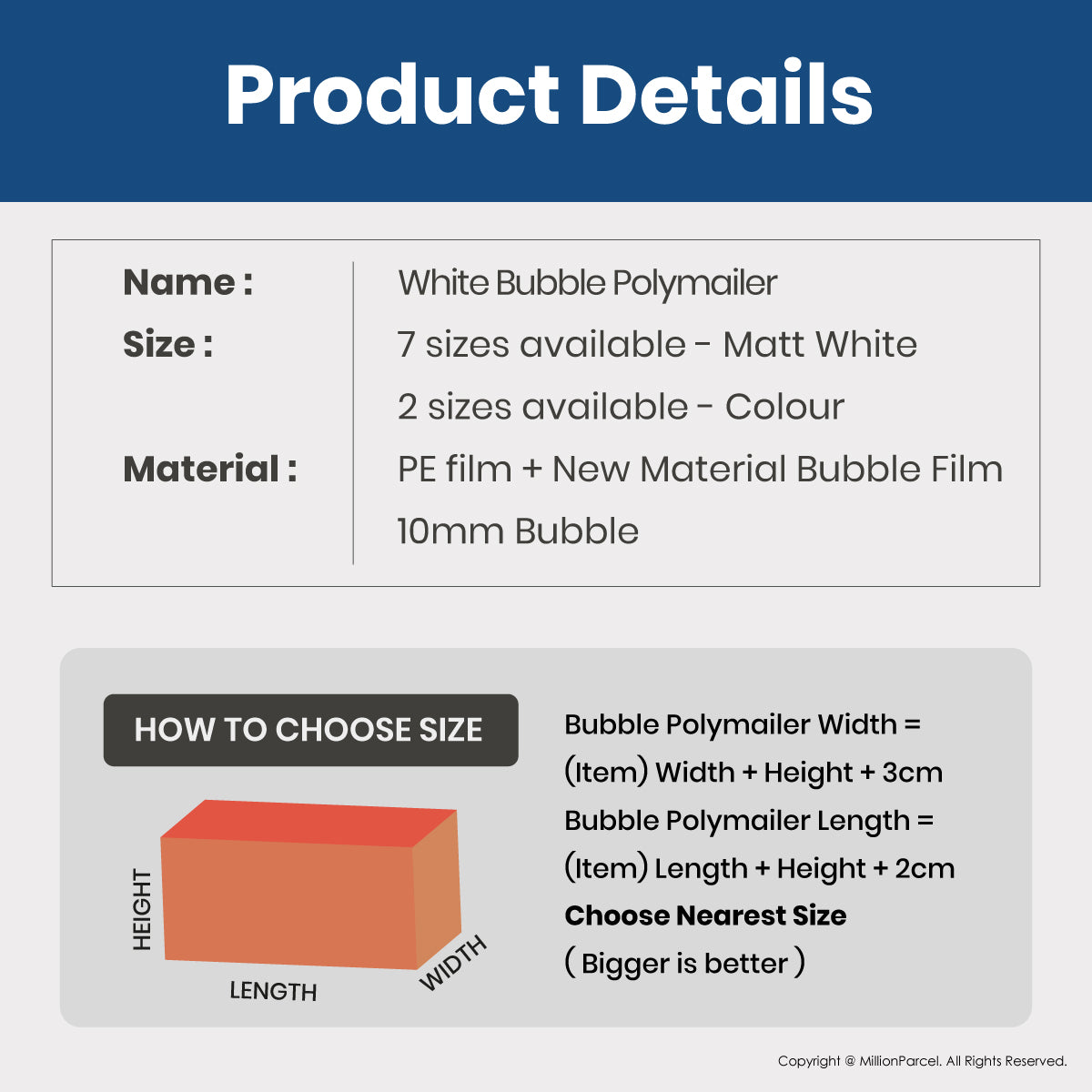 White bubble polymailer with sealed flap, cushioned bubble envelope