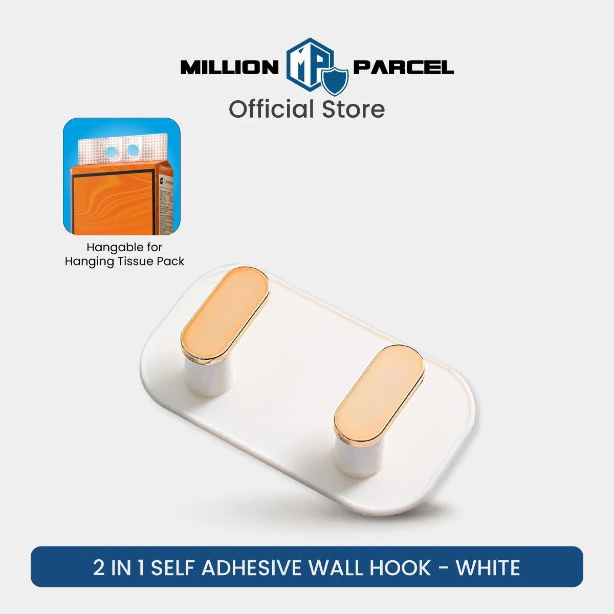 2 in 1 Self Adhesive Wall Hook | Tissue Hanging Hook - MillionParcel