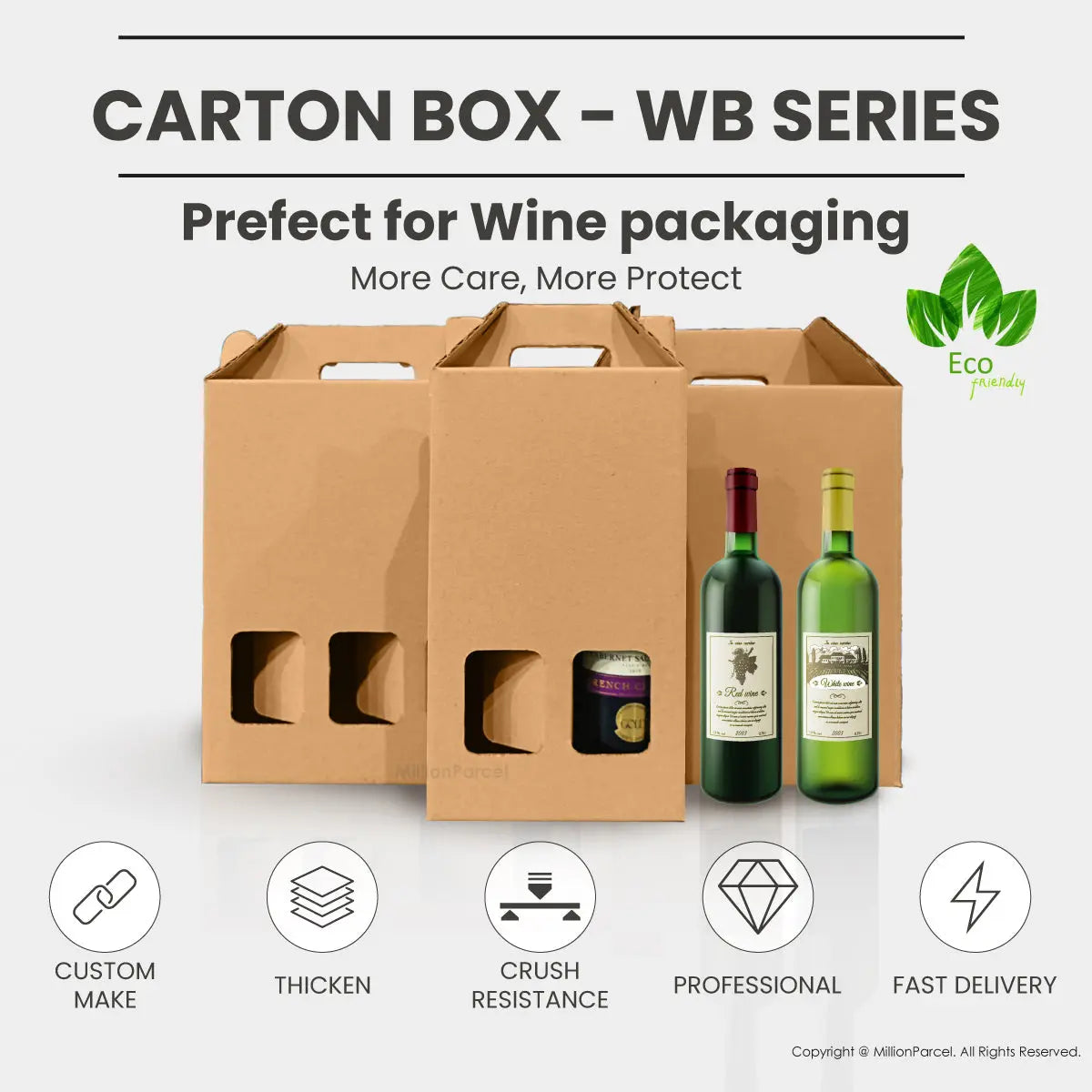 Carton Box - WB Series | Wine Box | Wine Carton Box with Handle - MillionParcel