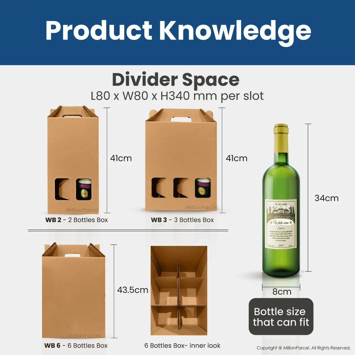 Carton Box - WB Series | Wine Box | Wine Carton Box with Handle - MillionParcel