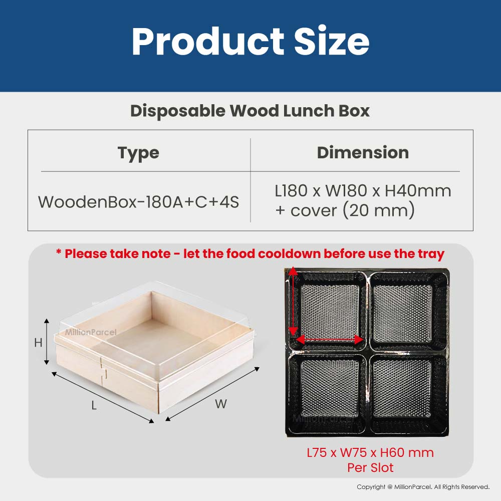 Disposable Wood Lunch Box - 4 slot - MillionParcel