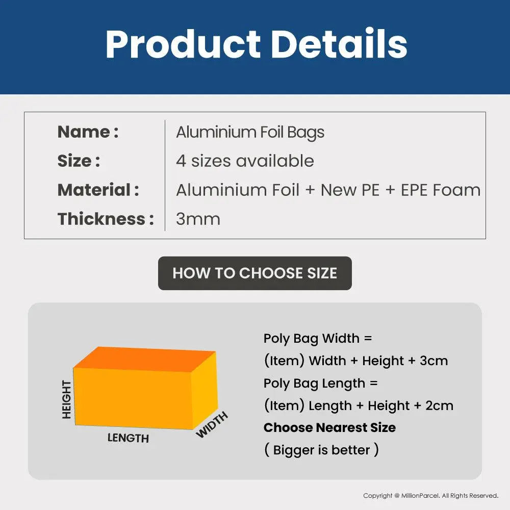 Aluminium Foil Bags | Thermal Bag - MillionParcel