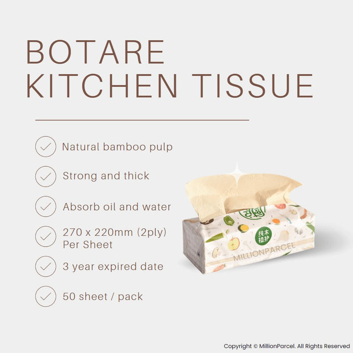 Botag Tissue Botare Kitchen Tissue 2ply | 12 pack x 50 sheet - MillionParcel
