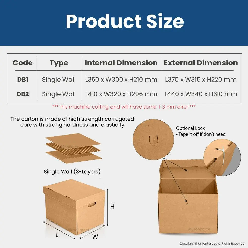 Carton Box - DB Series | Prefect for Document Storage & Moving House - MillionParcel