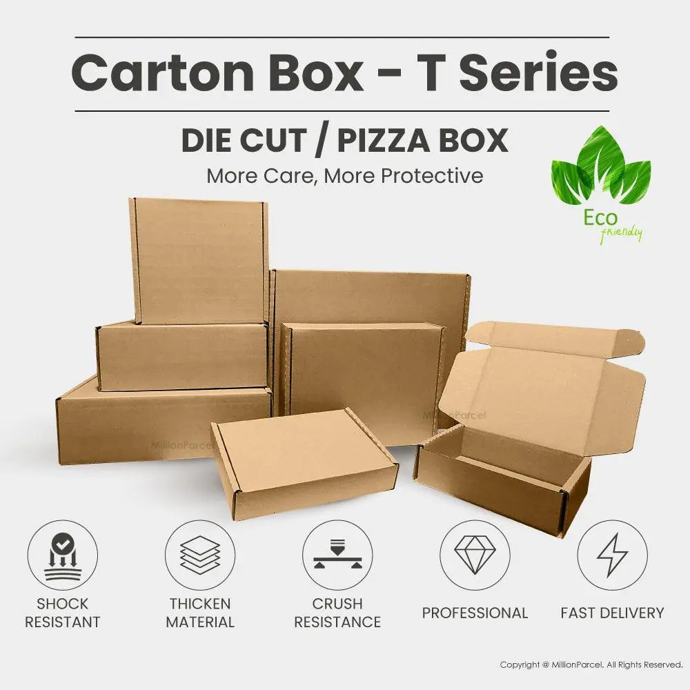 Carton Box - T Series | Die Cut Pizza Box style - MillionParcel