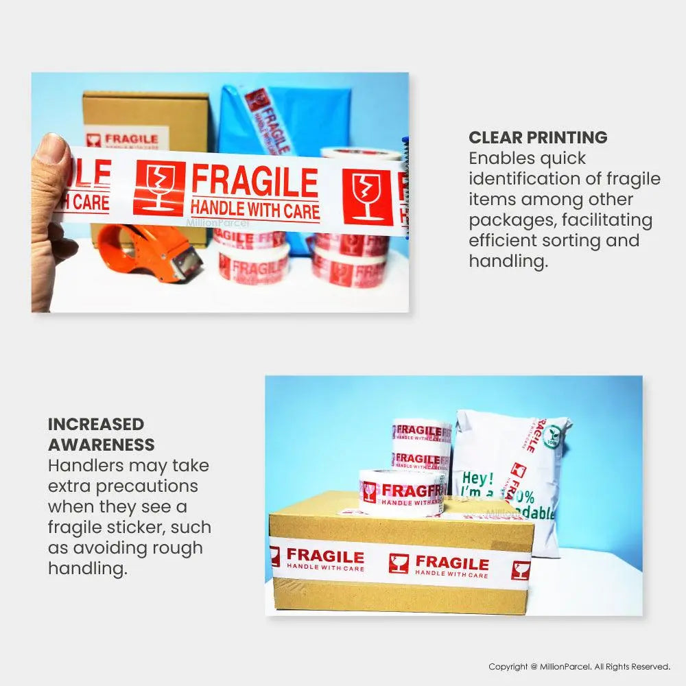 Fragile Adhesive Tape - Ensure your fragile items arrive safely - MillionParcel