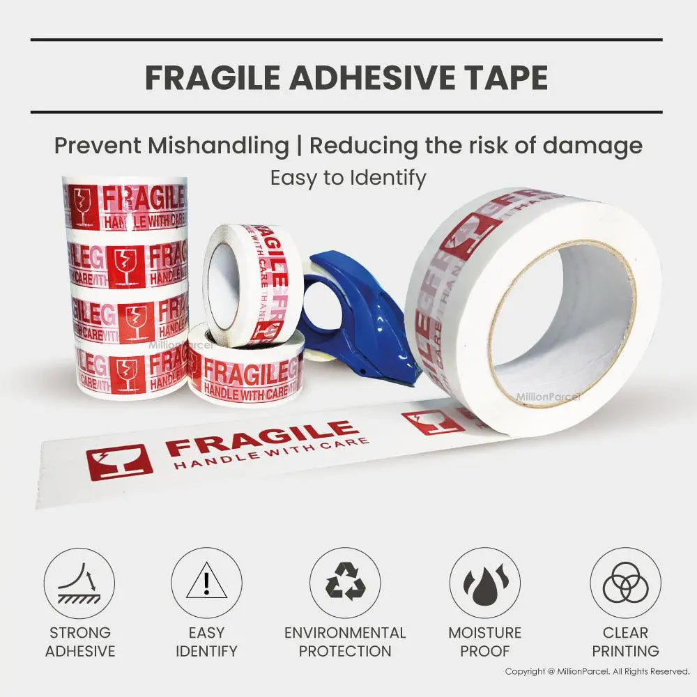 Fragile Adhesive Tape - Ensure your fragile items arrive safely - MillionParcel