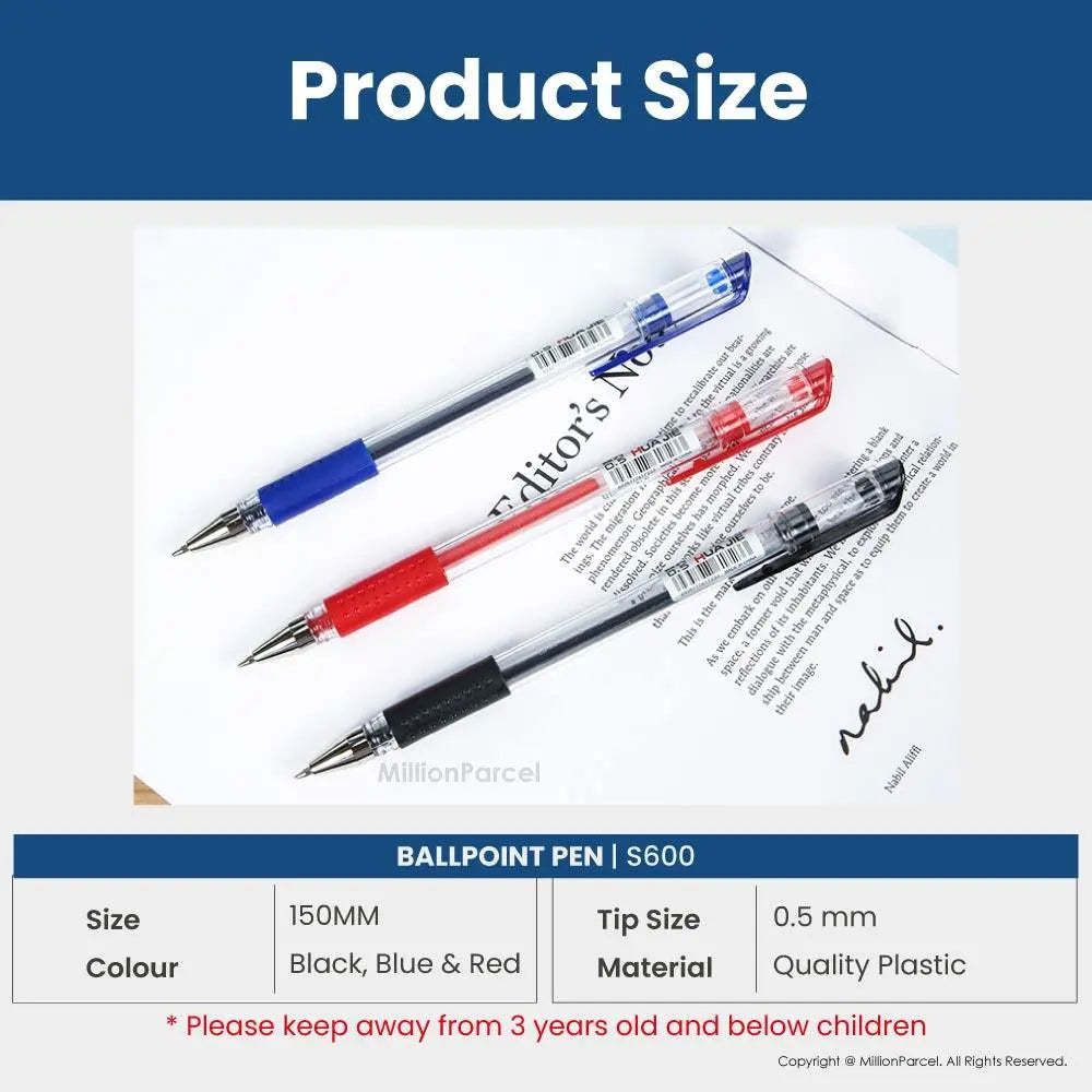 HuaJie Ballpoint Pen 0.5mm |  Pen with Cap S600 - MillionParcel