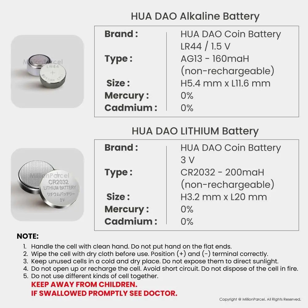 LANEN Alkaline Battery | HUADAO Coin Battery - MillionParcel