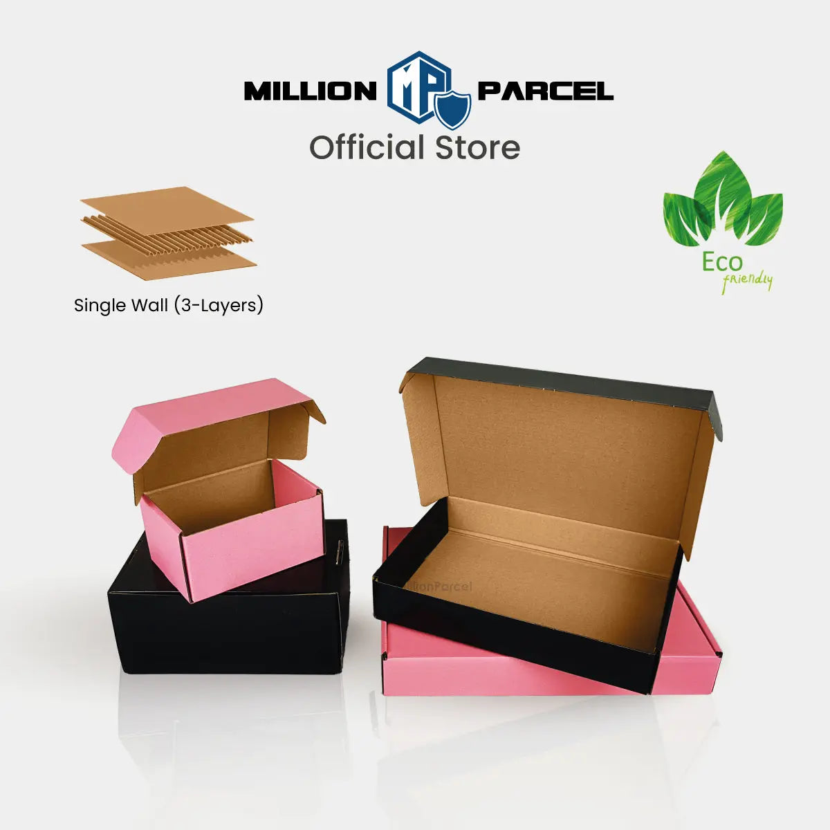 Color Pizza Box | Pink Petal & Midnight Black - MillionParcel