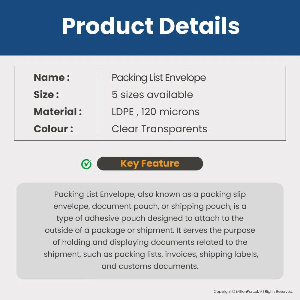 Packing List Envelope / Adhesive Consignment Note - MillionParcel