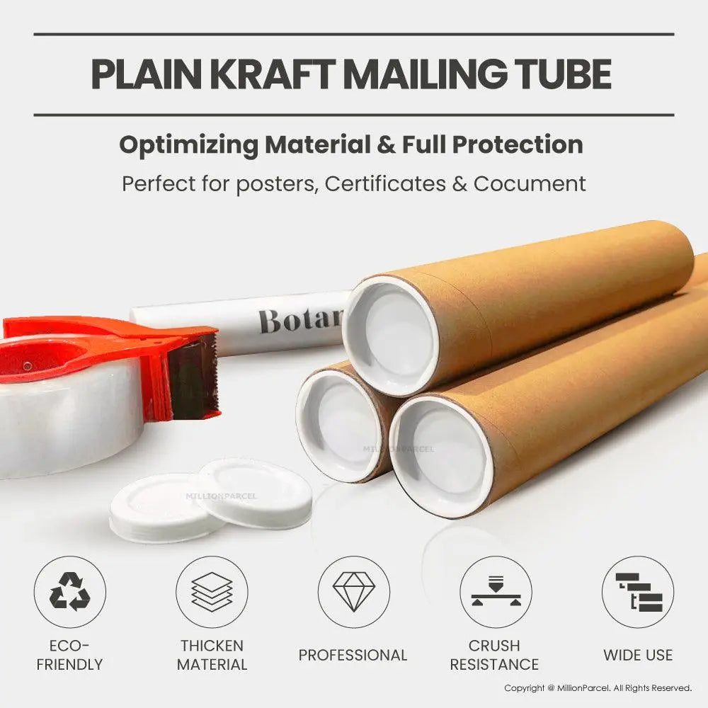 Plain Kraft Mailing Tube | Perfect for posters, certificates & document - MillionParcel