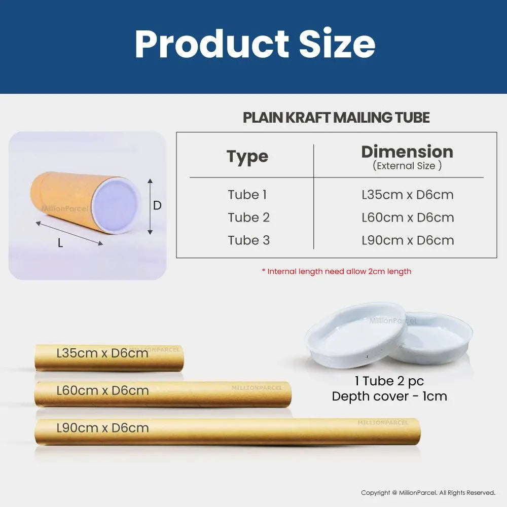 Plain Kraft Mailing Tube | Perfect for posters, certificates & document - MillionParcel