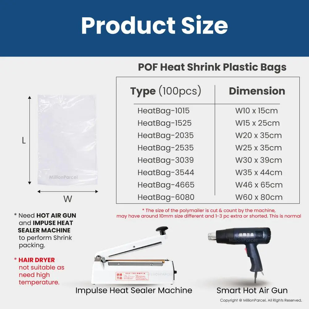 POF Heat Shrink Plastic Bags - MillionParcel