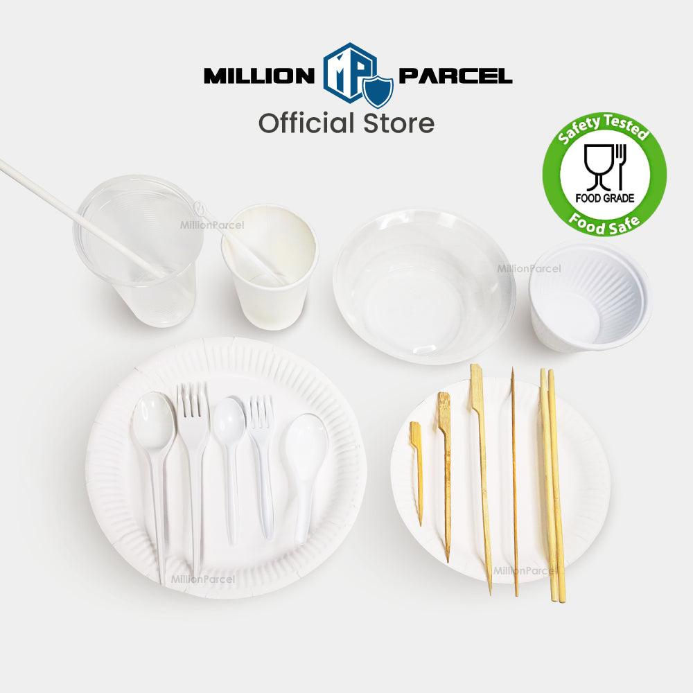 Premium Disposable Tableware | Disposable Cutlery - Plates, Cup, Bowl, Spoons, Forks, Straw, Stirrer, Chopsticks - MillionParcel