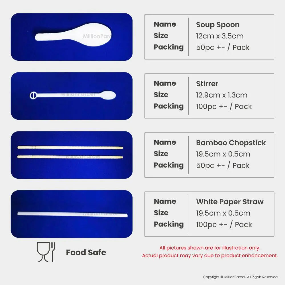 Premium Disposable Tableware | Disposable Cutlery - Plates, Cup, Bowl, Spoons, Forks, Straw, Stirrer, Chopsticks - MillionParcel