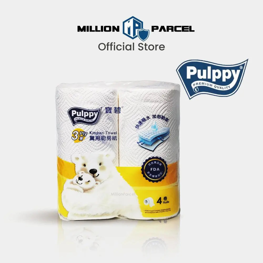 Pulppy Kitchen Towel Tissue | Premium Quality 3ply | 4 roll x 60 sheet ...
