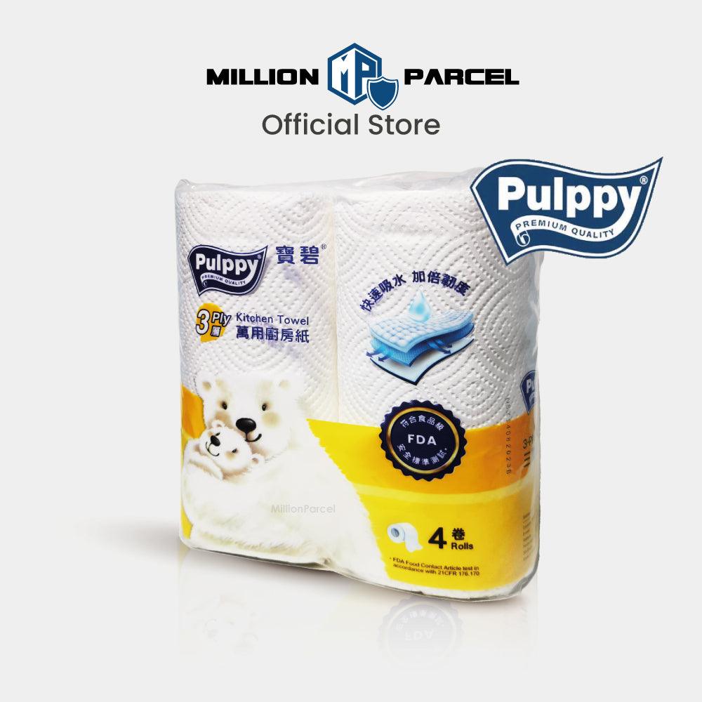 Pulppy Kitchen Towel Tissue | Premium Quality 3ply | 4 roll x 60 sheet - MillionParcel