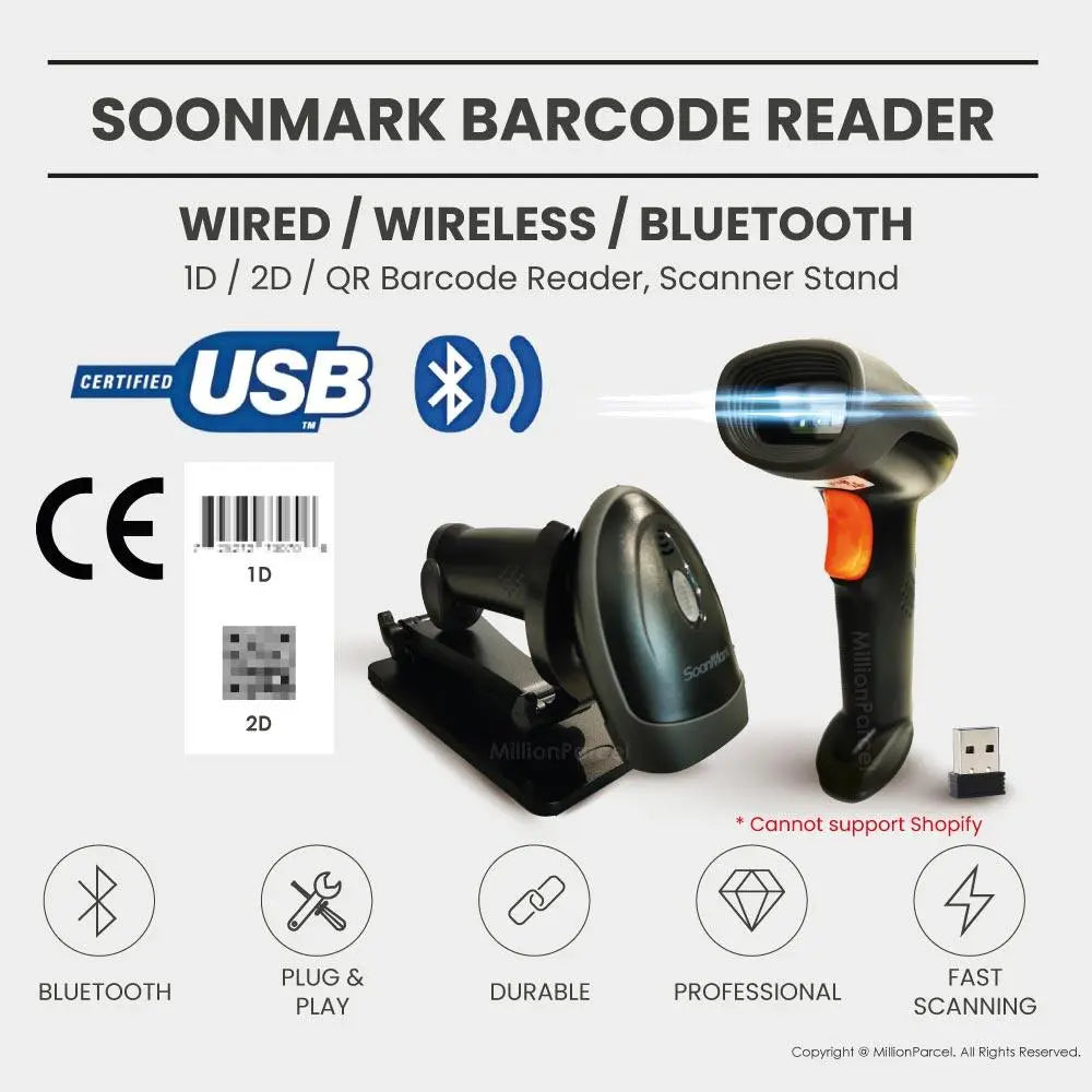 SoonMark 1D/2D Barcode Scanner - MillionParcel