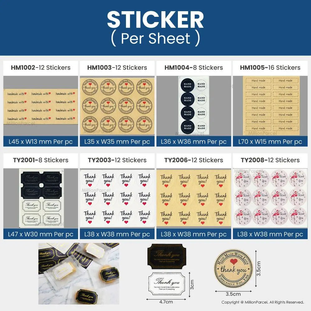 Sticker Label Roll & Sheets | Handmade & Thank you and etc - MillionParcel